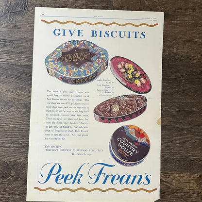 Peek Frean's Christmas Biscuits Vintage Magazine Ad 10x13 V8