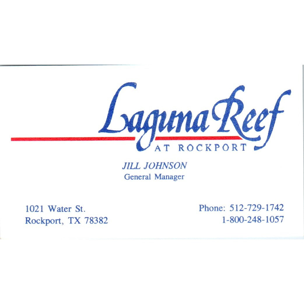 Laguna Reef at Rockport Jill Johnson Rockport TX Vintage Business Card SD8-B21