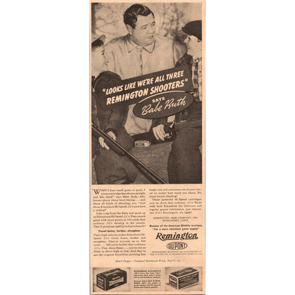 Babe Ruth Remington Kleankote Kleabbore Bridgeport CT 1938 Ad V31-3