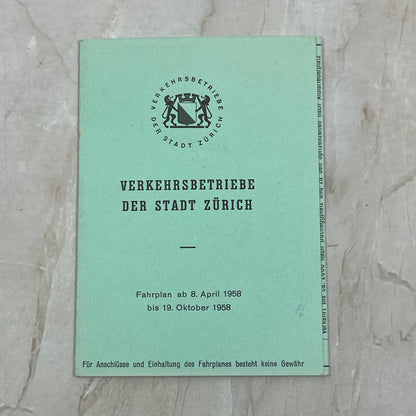 1958 Zurich Germany Transportation Strassenbahn Autobus Trolleybus Timetable AE3