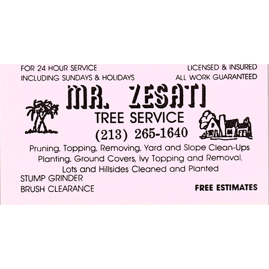 Mr. Zesati Construction & Tree Service Long Beach Vintage Business Card SC9-B1