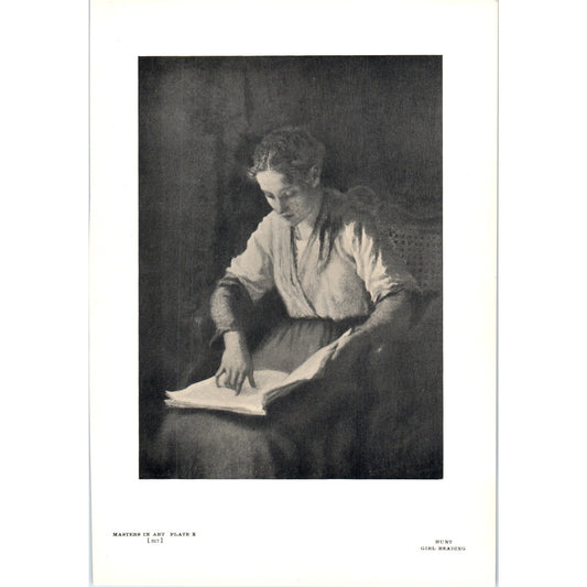 Girl Reading - Hunt 1908 Victorian Art Print AB8-MA12