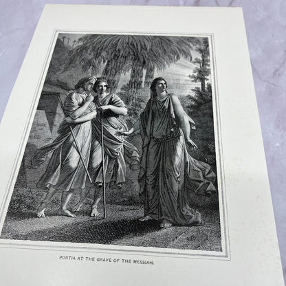 Portia at the Grave of the Messiah Antique 8.5x11.5" Engraving Art Print V20