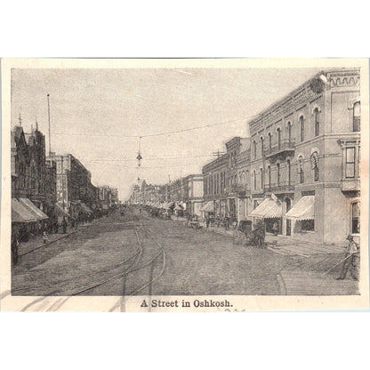 A Street in Oshkosh Wisconsin 1901 Engraving AF2-A6