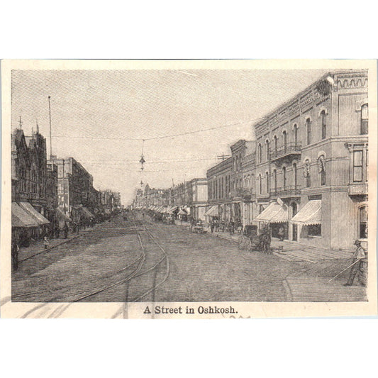 A Street in Oshkosh Wisconsin 1901 Engraving AF2-A6