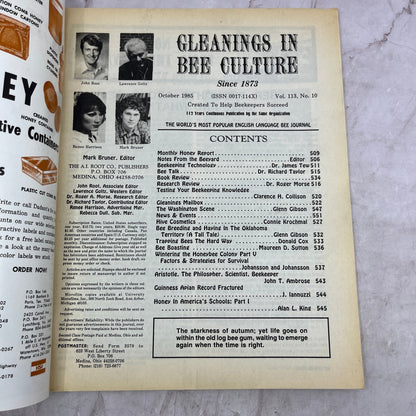 1985 Oct - Gleanings in Bee Culture Magazine - Bees Beekeeping Honey M33