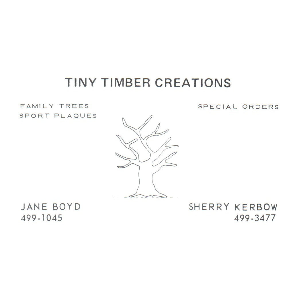 Vintage Tiny Timber Creations Jane Boyd Sherry Kerbow Business Card SF3-B1