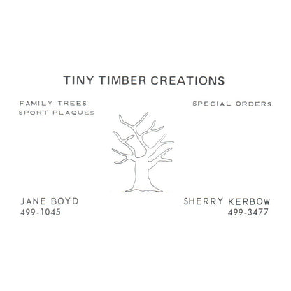 Vintage Tiny Timber Creations Jane Boyd Sherry Kerbow Business Card SF3-B1