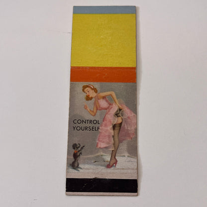 Control Yourself Pinup Poodle Dog Vintage Matchbook Cover TB6-MB1-15