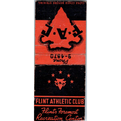 FAC Flint Athletic Club Vintage Matchbook Cover SF4-Y8