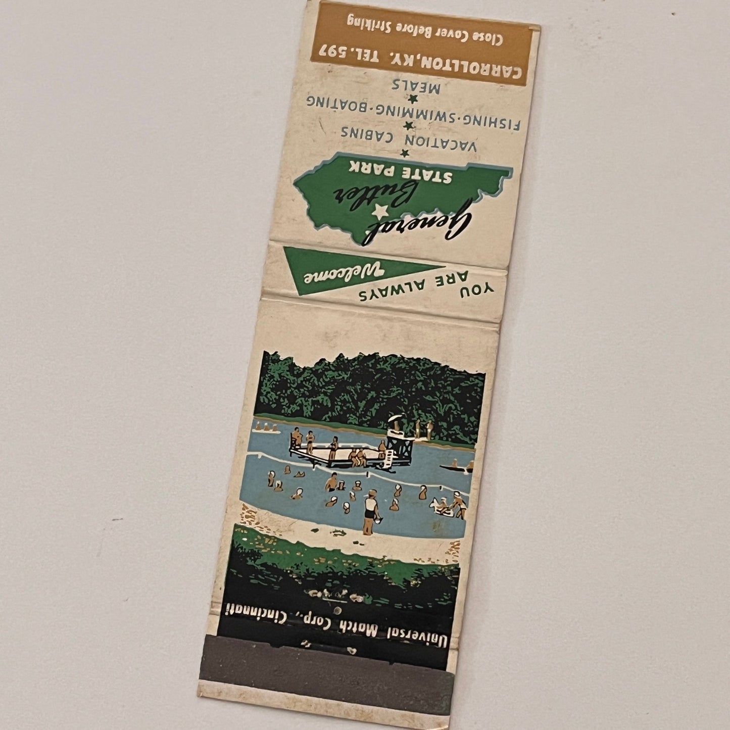 General Butler State Park Carrollton KY Vintage Matchbook Cover TB6-MB2-2