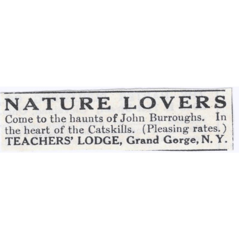 1931 John Burroughs Nature Lovers Teachers Lodge Grand Gorge NY Ad AE5-SA2