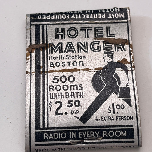 Hotel Manger North Station Boston MA Vintage Matchbook Cover TB8-MB-10