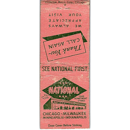 National Food Department Stores Chicago Milwaukee Vintage Matchbook Cover SC7-Y5