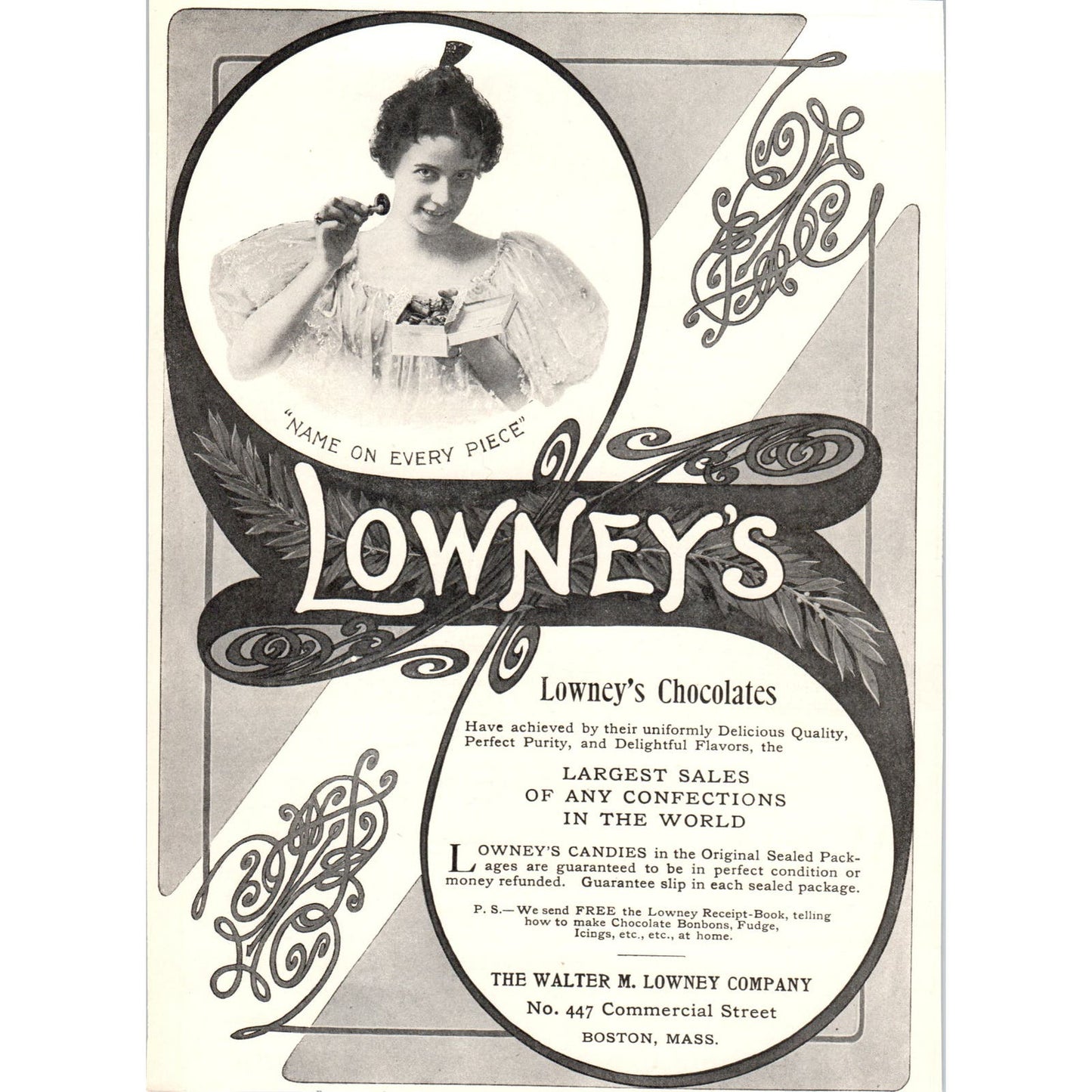 Lowney's Chocolates The Walter M. Lowney Co Boston c1905 Victorian Ad D12