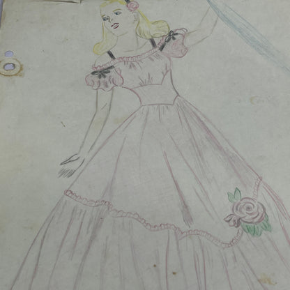 1940s Lot of 7 Art Student 7x10 Fashion Sketches & Studies Winifred Schutsky TC5