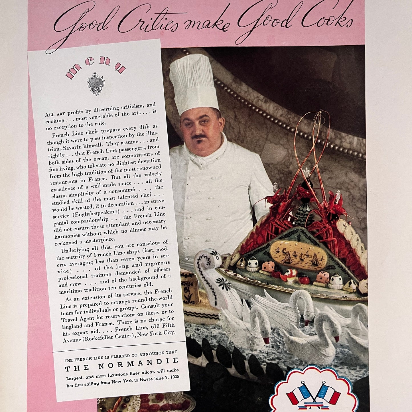 The Normandie French Line Steamer to England and France 1935 Ad V1-5