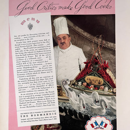 The Normandie French Line Steamer to England and France 1935 Ad V1-5