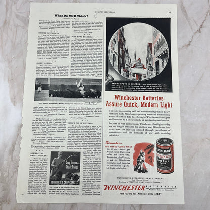 1943 WWII Winchester Flashlight Batteries 10x13 Magazine Advertisement FL6-7