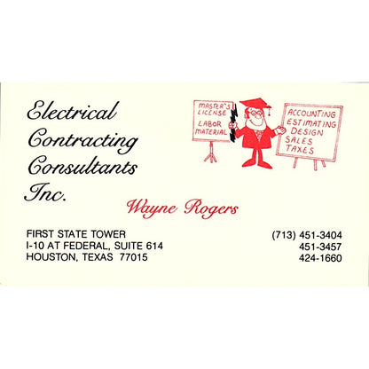 Electrical Contracting Consultants Wayne Rogers Houston TX Business Card SF3-B5