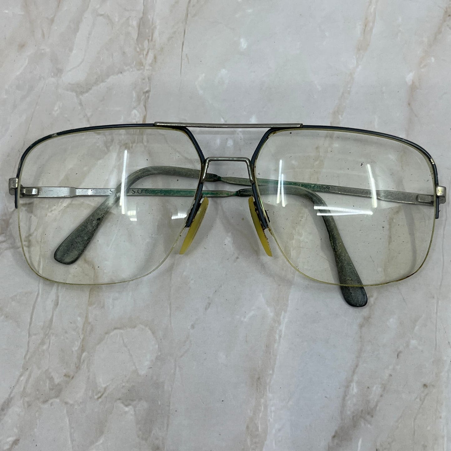 Stetson Half-Rim Silver Tone Aviator Sunglasses Eyeglasses Frames TE9-G6-2