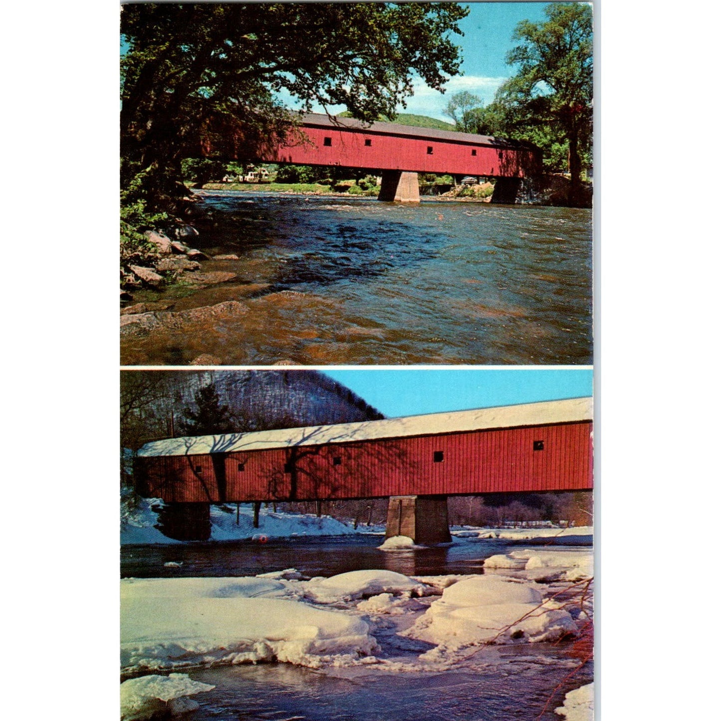 West Cornwall Housatonic River Mohawk Forest CT Covered Bridge Postcard PC7