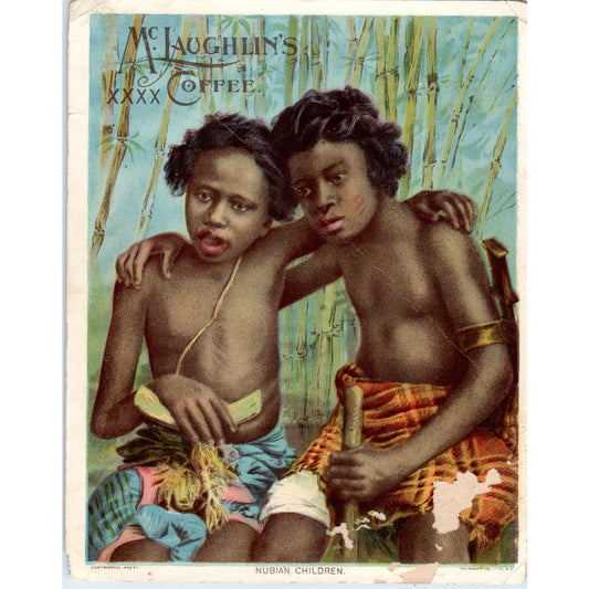 1880s Nubian Children McLaughlin's Coffee Large Victorian Trade Card AE9-LT