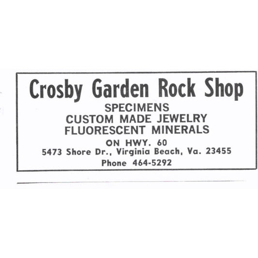 Crosby Garden rock Shop Virginia Beach VA 1972 Ad AF8-S7
