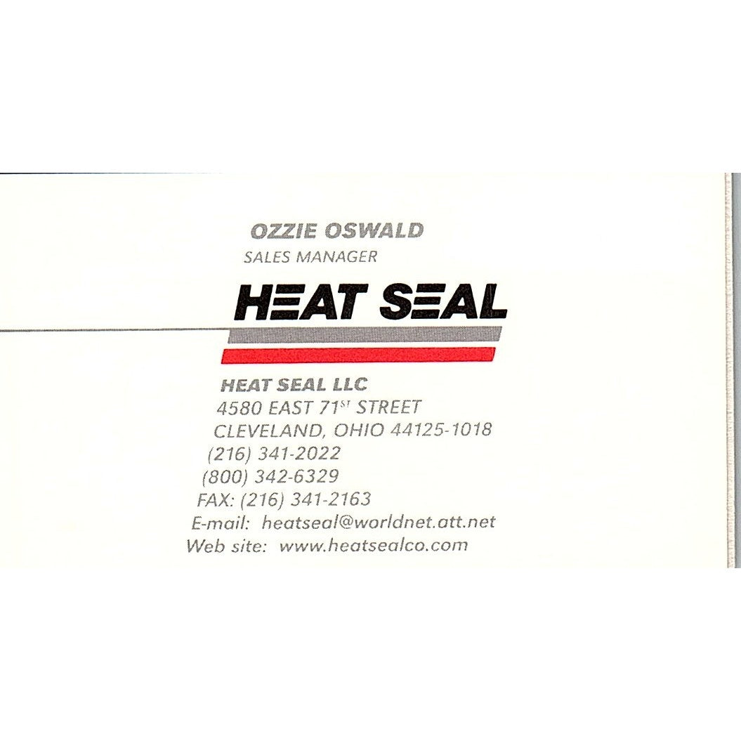 Ozzie Oswald Heat Seal LLC Cleveland OH Vintage Business Card SC9-B11