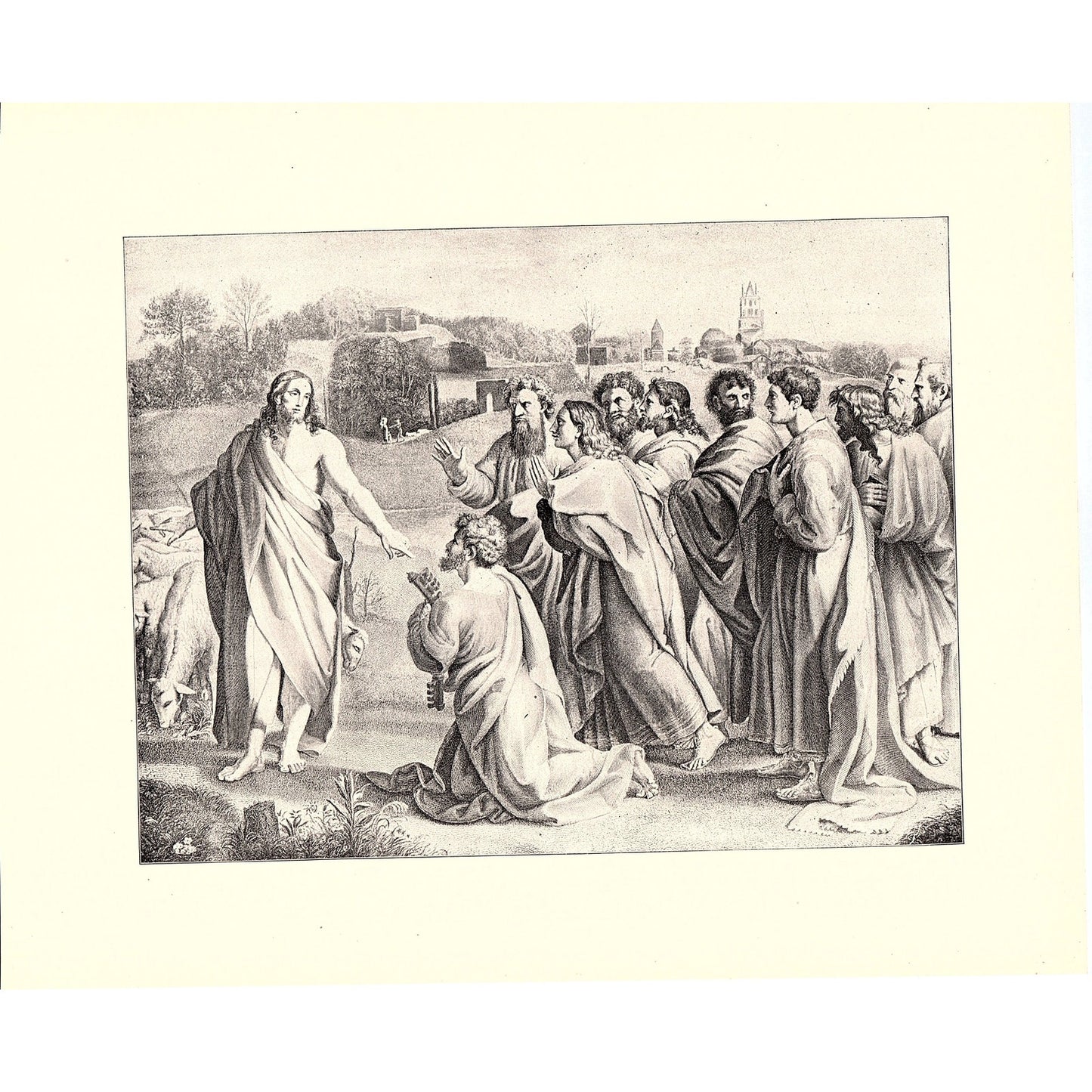 Christ's Charge to Peter - Raphael - 1898 Litho Art Print D19