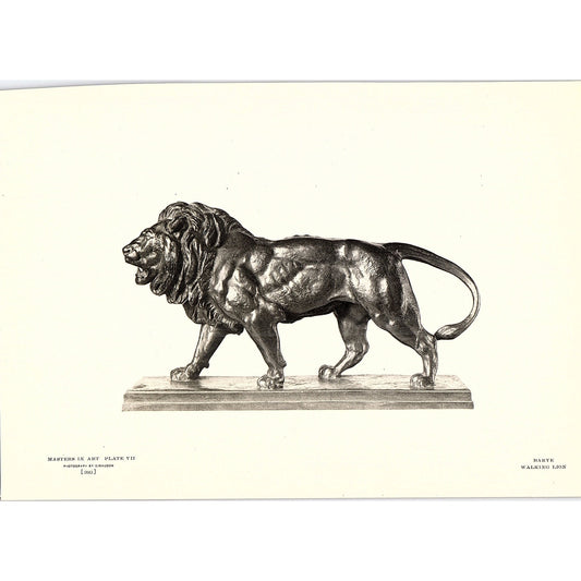 Walking Lion - Barye - 1904 Litho Art Print AF4-6