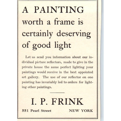 Painting Frames I.P. Frink New York c1905 Victorian Ad AE9-MA5