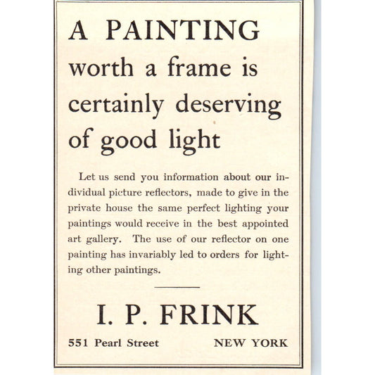 Painting Frames I.P. Frink New York c1905 Victorian Ad AE9-MA5