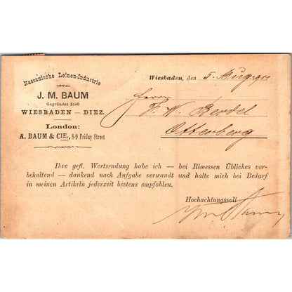 J.M. Baum Wiesbaden-Diez Otterburg 1901 German Reich Postcard P5-11