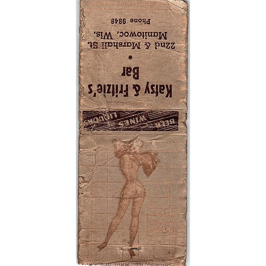 Katsy & Fritzie's Bar Manitowoc WI Pinup Vintage Matchbook Cover SF3-Y1