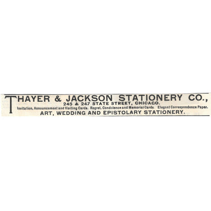 Thayer & Jackson Stationery Co Chicago c1890 Victorian Ad AE8-CH13