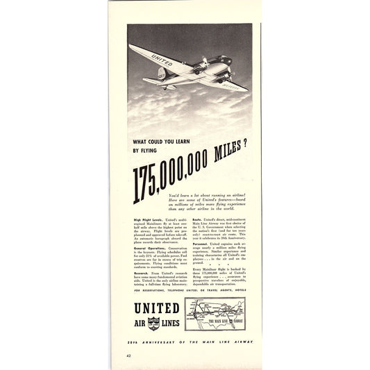 United Air Lines Main Line Airway 20th Anniversary 1940 Ad V14-8
