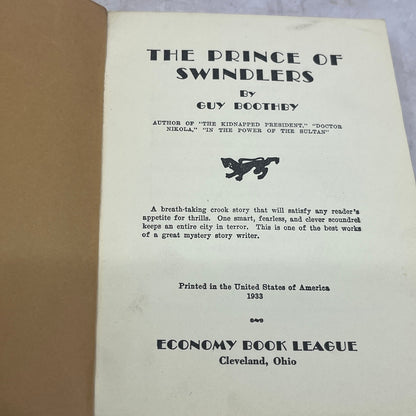 1933 The Prince of Swindlers by Guy Boothby TB6-OB