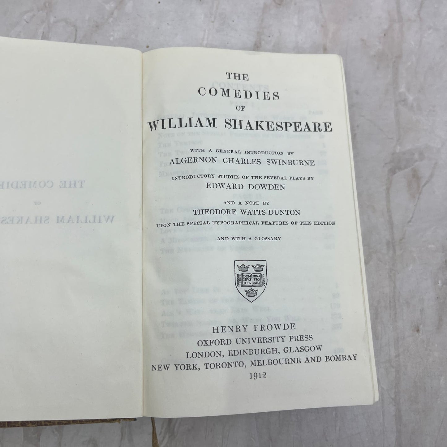 1912 The Comedies of William Shakespeare Henry Frowde Oxford Press TG8-B5