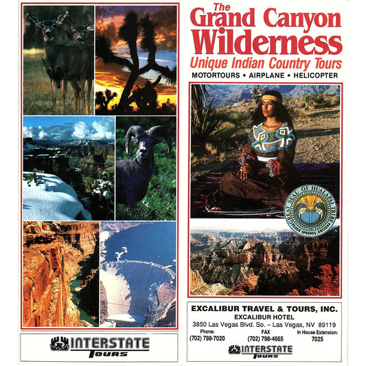 Grand Canyon Excalibur Hotel Interstate Tours Fold Out Travel Brochure TH2-TB1