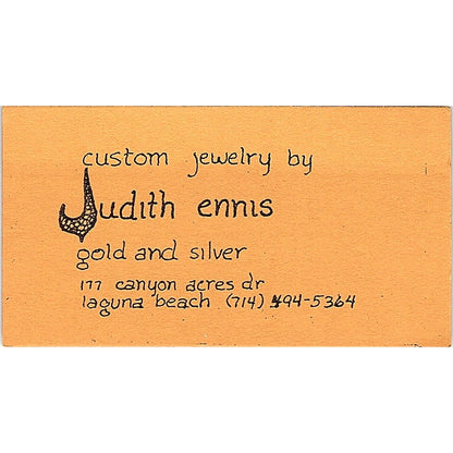 Judith Ennis Gold and Silver Laguna Beach  Vintage  Business Card SB4-B10
