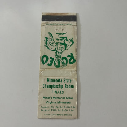 Minnesota State Championship Rodeo Finals Virginia MN Vtg Matchbook Cover MB37-2