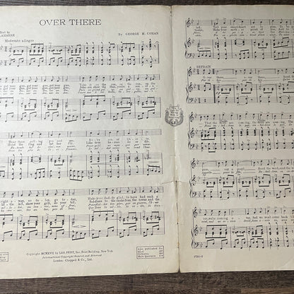 Over There WWI George M. Cohan 1918 Sheet Music V13