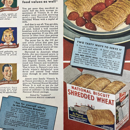 1941 Nabisco Shredded Wheat Cereal 9x12 Vintage Magazine Advertisement FL6-6