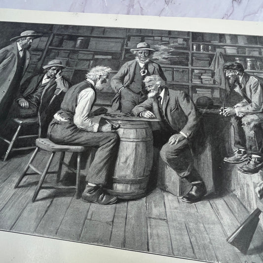 Game Between The Squire & Postmaster - Original 1904 A.B. Frost Art Print V14-3
