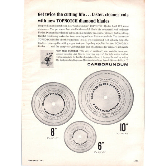 The Carborundum Company Diamod Blades Niagara Falls NY 1964 Magazine Ad AB6-D18
