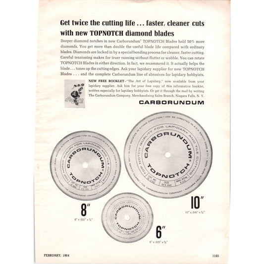 The Carborundum Company Diamond Blades Niagara Falls NY 1964 Magazine Ad AB6-D18