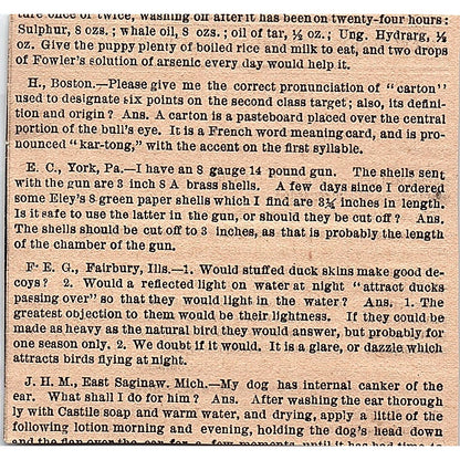 To Correspondents Charles Hallock T.C. Banks S.H Turrill 1878 Article AG2-H3