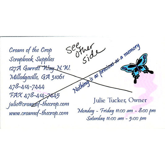 Julie Tucker Cream of the Crop Scrapbook Milledgeville GA Business Card SC9-B11