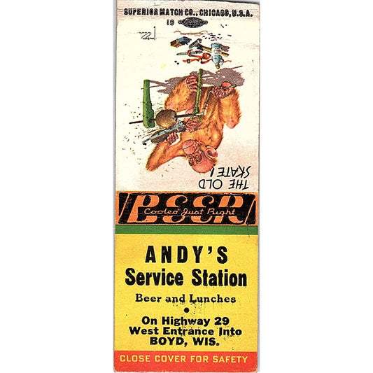 Andy's Service Station Boyd WI Vintage Matchbook Cover SF3-Y2